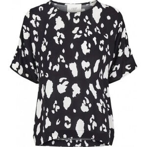 Just Female Amanda Tee Pattern Blouse Black White Women's Large
